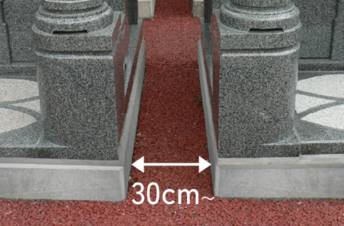 写真:お墓同士の間隔を30cm離した例