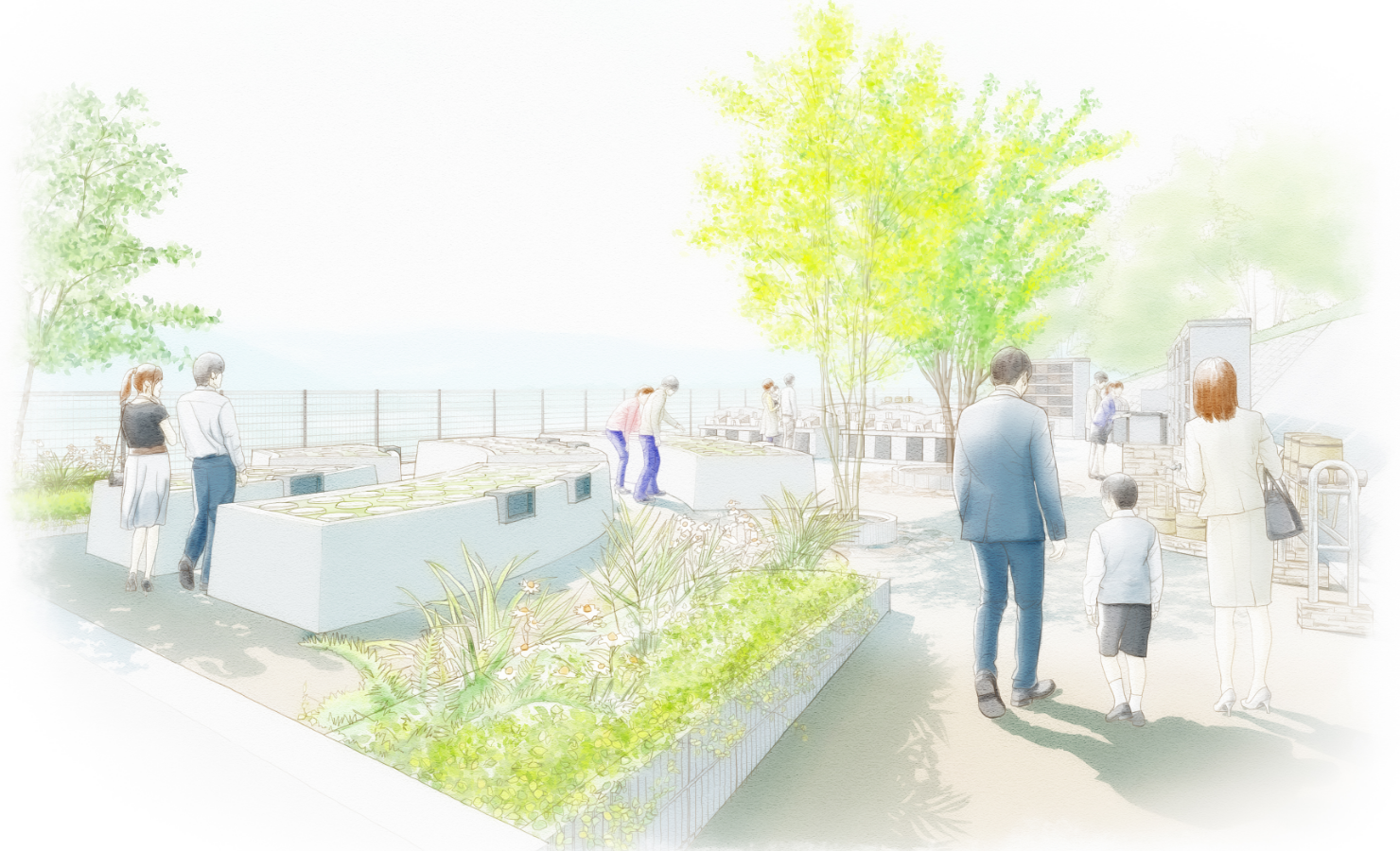 イメージイラスト。緑の多い明るい区画です。