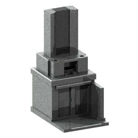 写真:竿石の中央が黒い石のお墓